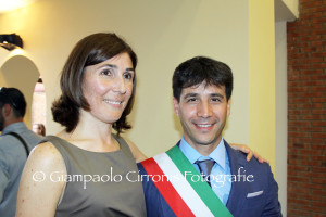 Elvira Usai e Federico Palmas il giorno dell'insediamento del Consiglio comunale dopo le elezioni del 2011.