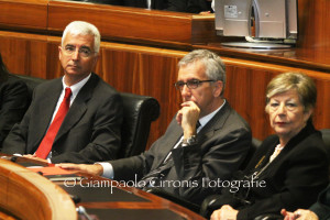 Raffaele Paci, Francesco Pigliaru e Virginia Mura.