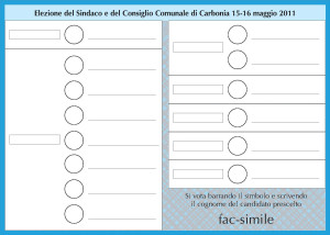 Il fac-simile della scheda elettorale di Carbonia 2011.