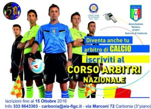 Locandina corso arbitri calcio 2016
